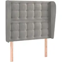 vidaXL Hoofdbord met randen 93x23x118/128 cm fluweel lichtgrijs