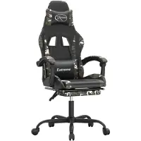 vidaXL Gamestoel met voetensteun kunstleer zwart en camouflage
