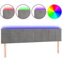 vidaXL Hoofdbord LED 160x5x78/88 cm fluweel lichtgrijs