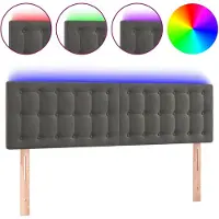 vidaXL Hoofdbord LED 144x5x78/88 cm fluweel donkergrijs