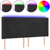 vidaXL Hoofdbord LED 163x16x118/128 cm fluweel zwart