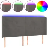 vidaXL Hoofdbord LED 203x16x118/128 cm fluweel donkergrijs
