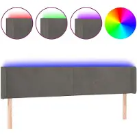 vidaXL Hoofdbord LED 203x16x78/88 cm fluweel donkergrijs