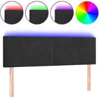vidaXL Hoofdbord LED 144x5x78/88 cm fluweel zwart