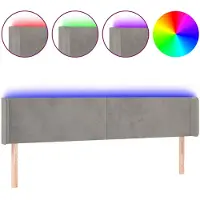vidaXL Hoofdbord LED 163x16x78/88 cm fluweel lichtgrijs