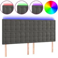 vidaXL Hoofdbord LED 200x5x118/128 cm fluweel donkergrijs