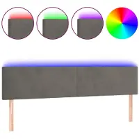 vidaXL Hoofdbord LED 180x5x78/88 cm fluweel donkergrijs