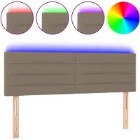 vidaXL Hoofdbord LED 144x5x78/88 cm stof taupe