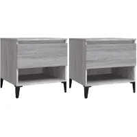 vidaXL Bijzettafels 2 st 50x46x50 cm bewerkt hout grijs sonoma eiken