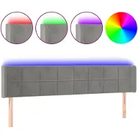 vidaXL Hoofdbord LED 203x16x78/88 cm fluweel lichtgrijs