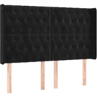 vidaXL Hoofdbord met randen 147x16x118/128 cm fluweel zwart