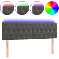 vidaXL Hoofdbord LED 144x7x78/88 cm fluweel donkergrijs