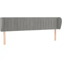 vidaXL Hoofdbord met randen 183x23x78/88 cm fluweel lichtgrijs