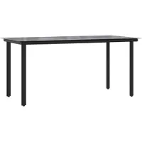 vidaXL Tuintafel 160x80x74 cm staal en gehard glas zwart