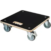 Nature - Planttrolley met wieltjes - H12,5 x 38 x 38cm - Hout - Zwart