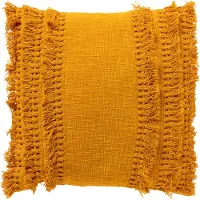 Dutch decor - FARA - Kussenhoes 45x45 cm - 100% katoen - met franjes - Golden Glow - geel