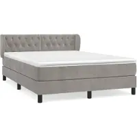 vidaXL Boxspring met matras fluweel lichtgrijs 140x200 cm