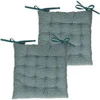 Atmosphera Stoelkussens - 2x - blauw - katoen - 38 x 7 cm - wicker zitkussen - tuinstoelkussens
