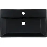 LuxeBath wastafel zwart mat, 600x365x130 mm, rechthoekig, keramiek
