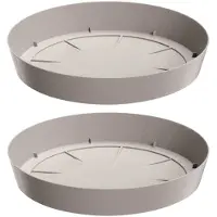 Prosperplast Opvangschaal/onderschaal bloempot/plantenpot - 6x - beige - rond - Dia 12,5 cm - Plantenpotten