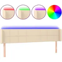 vidaXL Hoofdbord LED 203x16x78/88 cm stof crèmekleurig