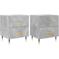 vidaXL Nachtkastjes 2 st 40x35x47,5 cm bewerkt hout betongrijs