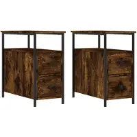 vidaXL Nachtkastjes 2 st 30x60x60 cm bewerkt hout gerookt eikenkleurig