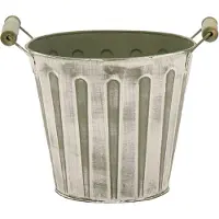 Mega Collections Plantenpot/bloempot/emmer - zink - legergroen - D31 x H28 cm - Plantenpotten