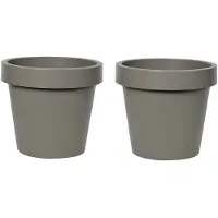 Mega Collections Plantenpot/bloempot - 2x - kunststof - taupe/bruin - buiten - D30 x H27 cm - Plantenpotten