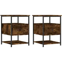 vidaXL Nachtkastjes 2 st 40x42x56 cm bewerkt hout gerookt eikenkleurig