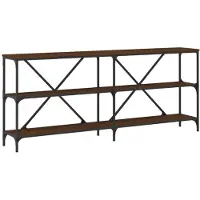vidaXL Wandtafel 180x30x75 cm bewerkt hout en ijzer bruin eikenkleur