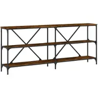 vidaXL Wandtafel 180x30x75 cm bewerkt hout en ijzer gerookt eikenkleur