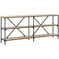 vidaXL Wandtafel 180x30x75 cm bewerkt hout en ijzer sonoma eikenkleur
