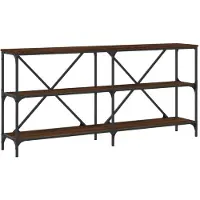vidaXL Wandtafel 160x30x75 cm bewerkt hout en ijzer bruin eikenkleur
