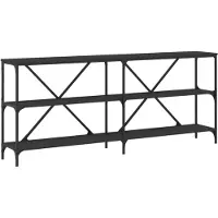 vidaXL Wandtafel 180x30x75 cm bewerkt hout en ijzer zwart