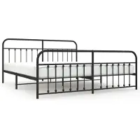 vidaXL Bedframe met hoofd- en voeteneinde metaal zwart 200x200 cm