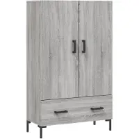 vidaXL Hoge kast 69,5x31x115 cm bewerkt hout grijs sonoma eikenkleurig