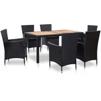 vidaXL 7-delige Tuinset met kussens poly rattan zwart