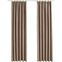 vidaXL Gordijnen verduisterend met haken 2 st 140x175 cm taupe