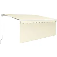 vidaXL Luifel handmatig uittrekbaar met rolgordijn LED 3x2,5 m crème