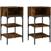 vidaXL Nachtkastjes 2 st 35x34,5x70 cm bewerkt hout gerookt eikenkleur