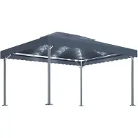 vidaXL Prieel met LED-lichtslinger 400x300 cm aluminium antracietkleur