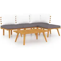 vidaXL 5-delige Loungeset met kussens massief acaciahout