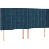 vidaXL Hoofdbord met randen 203x16x118/128 cm fluweel donkerblauw