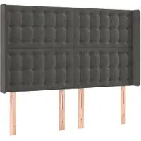 vidaXL Hoofdbord met randen 147x16x118/128 cm fluweel donkergrijs