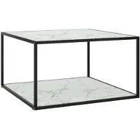vidaXL Salontafel met wit marmerglas 90x90x50 cm zwart