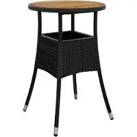 vidaXL Tuintafel Ø60x75 cm acaciahout en poly rattan zwart