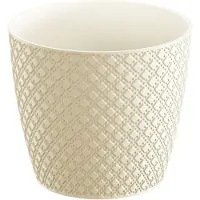Prosperplast plantenpot/bloempot - kunststof - creme - D22 x H19 cm - Plantenpotten