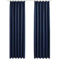 vidaXL Gordijnen verduisterend met haken 2 st 140x245 cm blauw