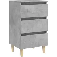 vidaXL Nachtkastje met massief houten poten 40x35x69 cm betongrijs